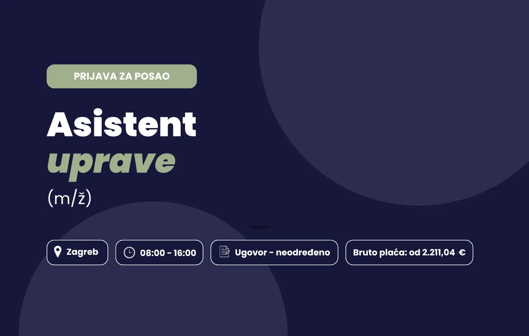 Prijava za posao: Asistent uprave (m/ž)