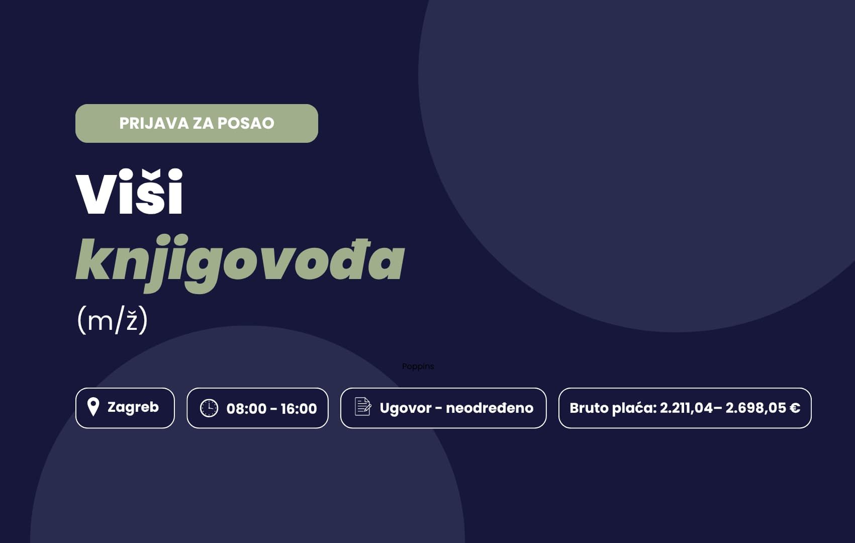 Prijava za posao: Viši knjigovođa (m/ž)