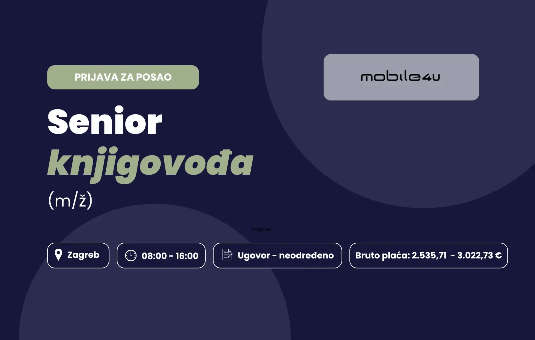 Prijava za posao: Senior knjigovođa (m/ž)