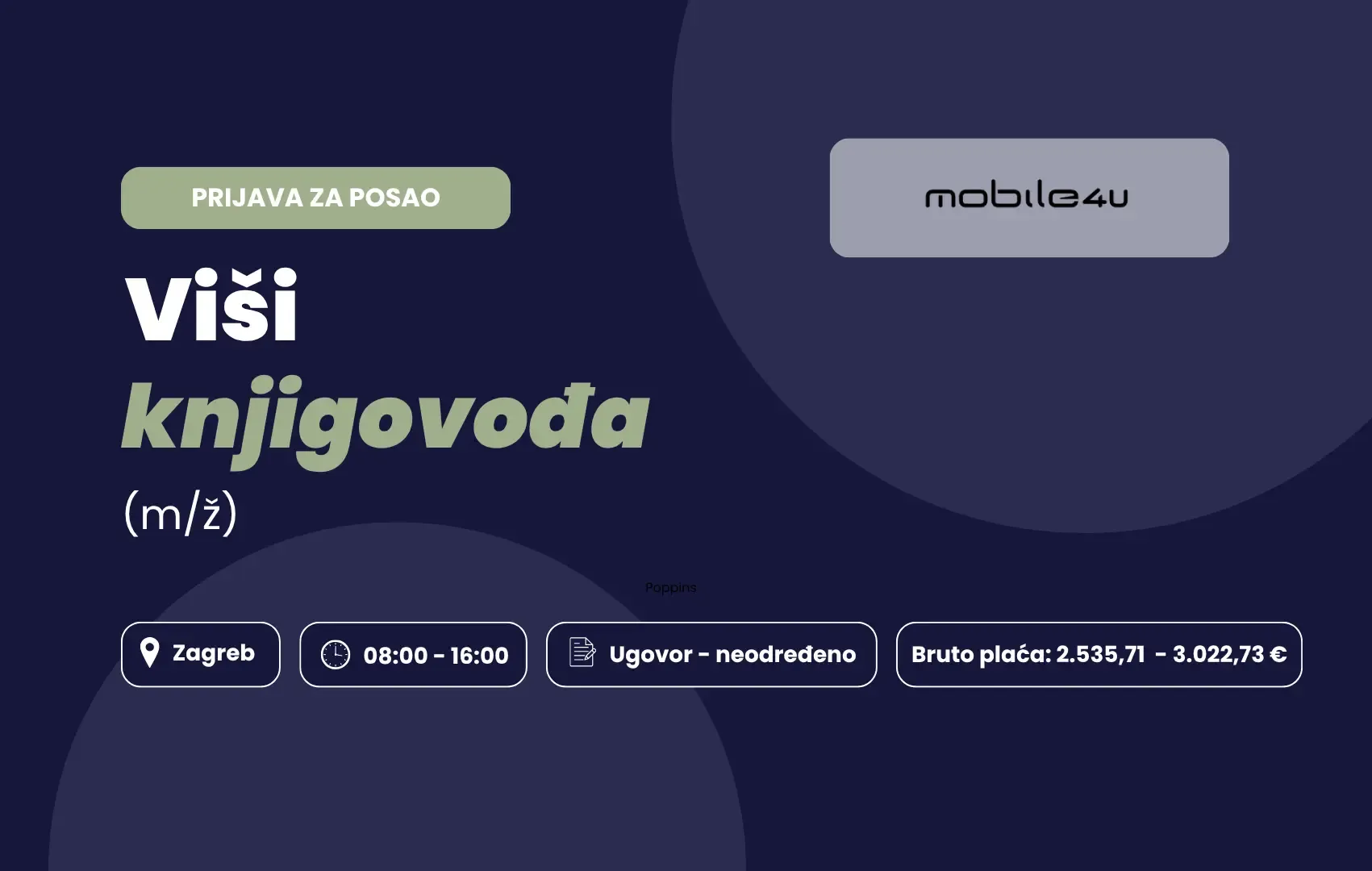 Prijava za posao: Viši knjigovođa (m/ž)