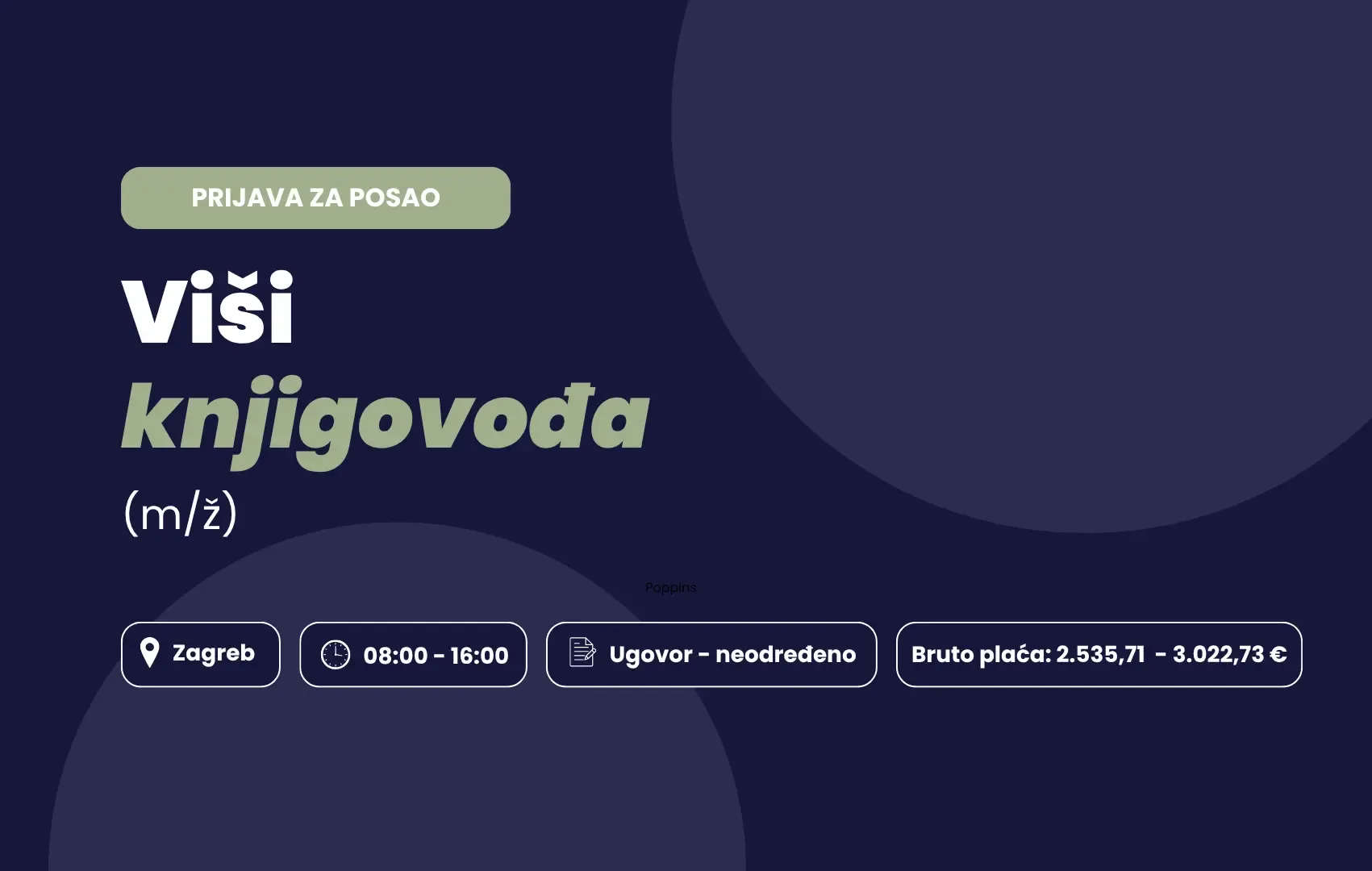 Prijava za posao: Viši knjigovođa (m/ž)