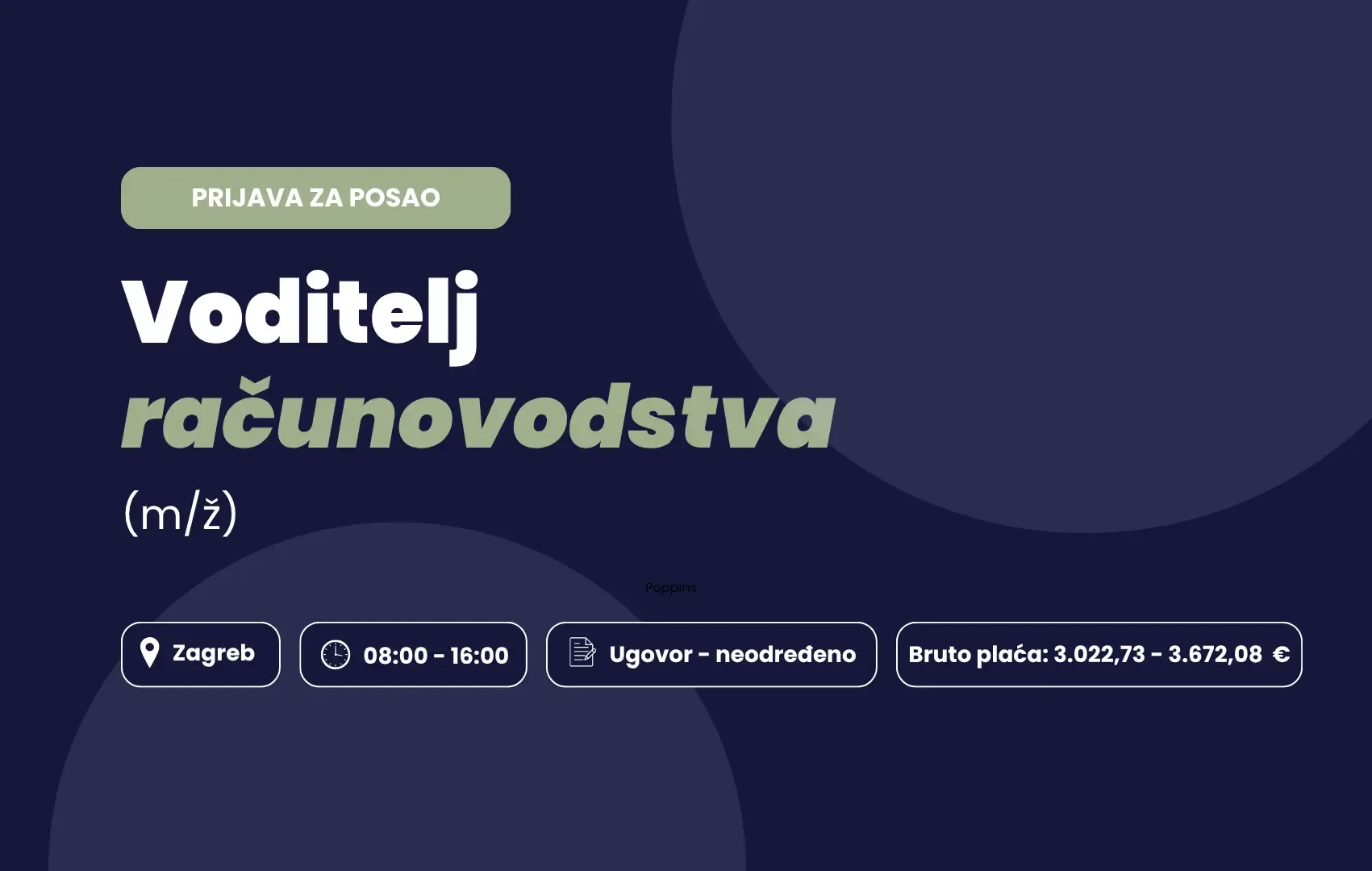 Prijava za posao: Voditelj računovodstva (m/ž)